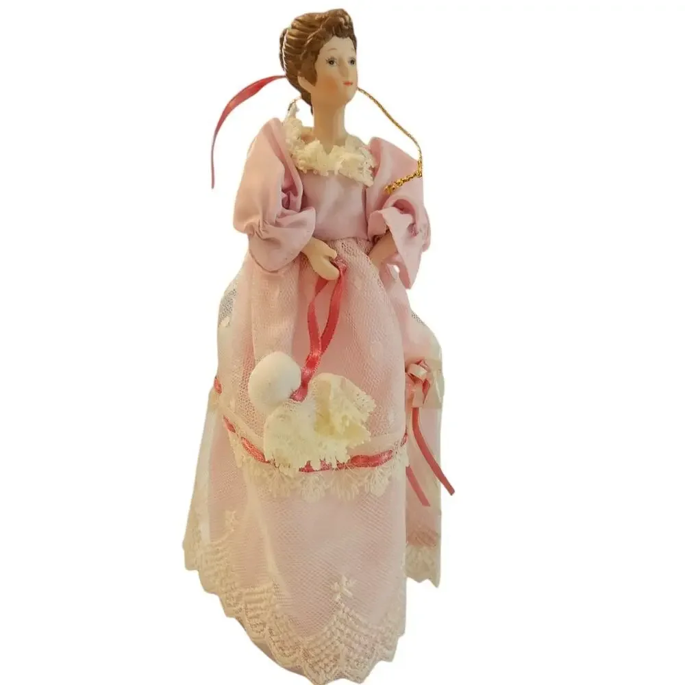 Vintage Christmas Tree Topper Angel Light Pink Porcelain Victorian